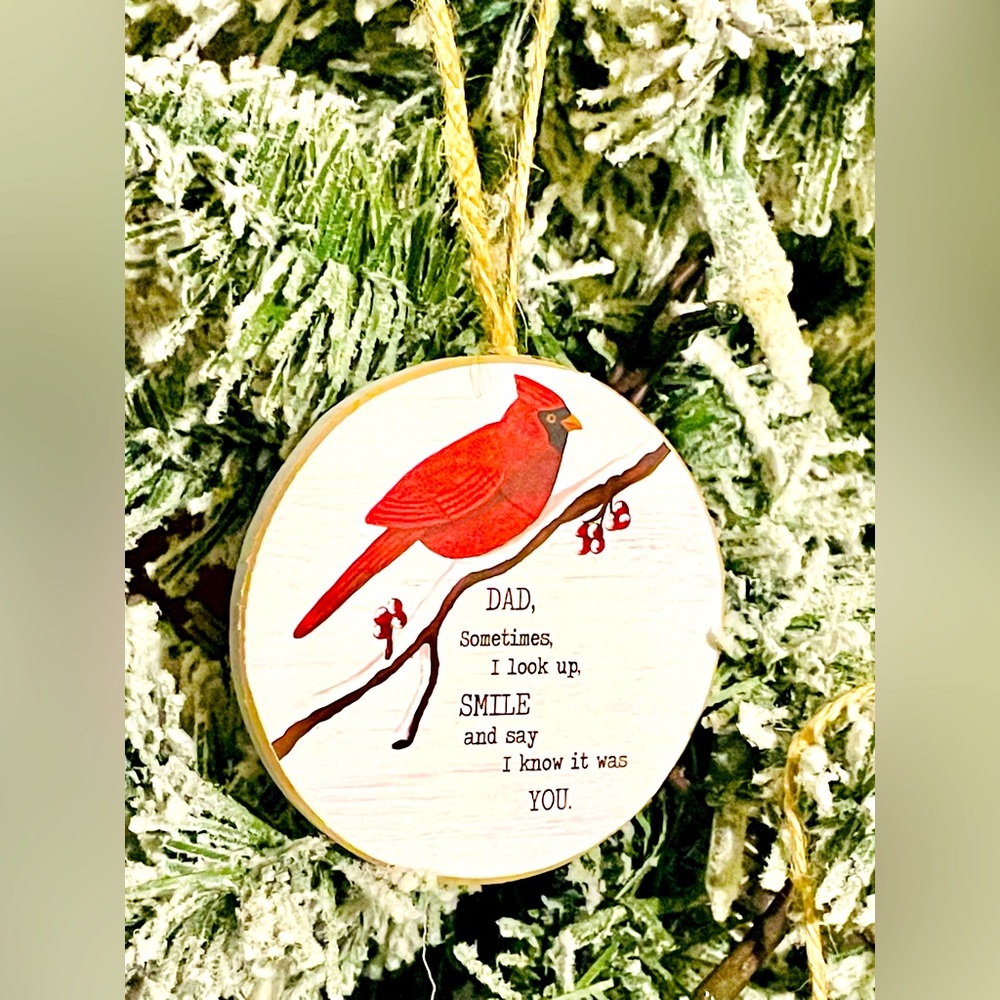 *Dad Round Cardinal Ornament
